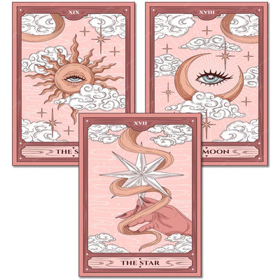 KICHANG 3Pcs Pink Tarot Diamond Painting Kits for Adults,5D Diamond Painting Diamond Art Kits,Diamond Art Diamond Painting Kits,Round Diamond Dot Full Drill Diamonds Crafts for Wall Decor&Gift-12x16in