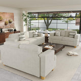 YOUDENOVA Sofa, 2 Piece Set Comfy Couch, 3 Seater & Loveseat Sofa with Deep Seats, Modern Sleeper Couch for Living Room, Beige Chenille YOUDENOVA