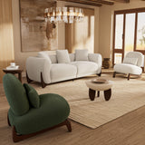 Morden Fort Modern Cloud Couch - 3 Seater Boucle Sofa with Crescent Wood Legs, Ultra-Thick High Resilience Cushion with 3 Matching Pillows Upholyster Comfy Couch Sofa for Living Room - Off White Morden Fort