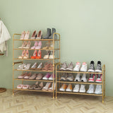 Simple Trending 3-Tier Stackable Shoe Rack, Expandable & Adjustable Shoe Shelf Storage Organizer, Metal Mesh, Gold Simple Trending
