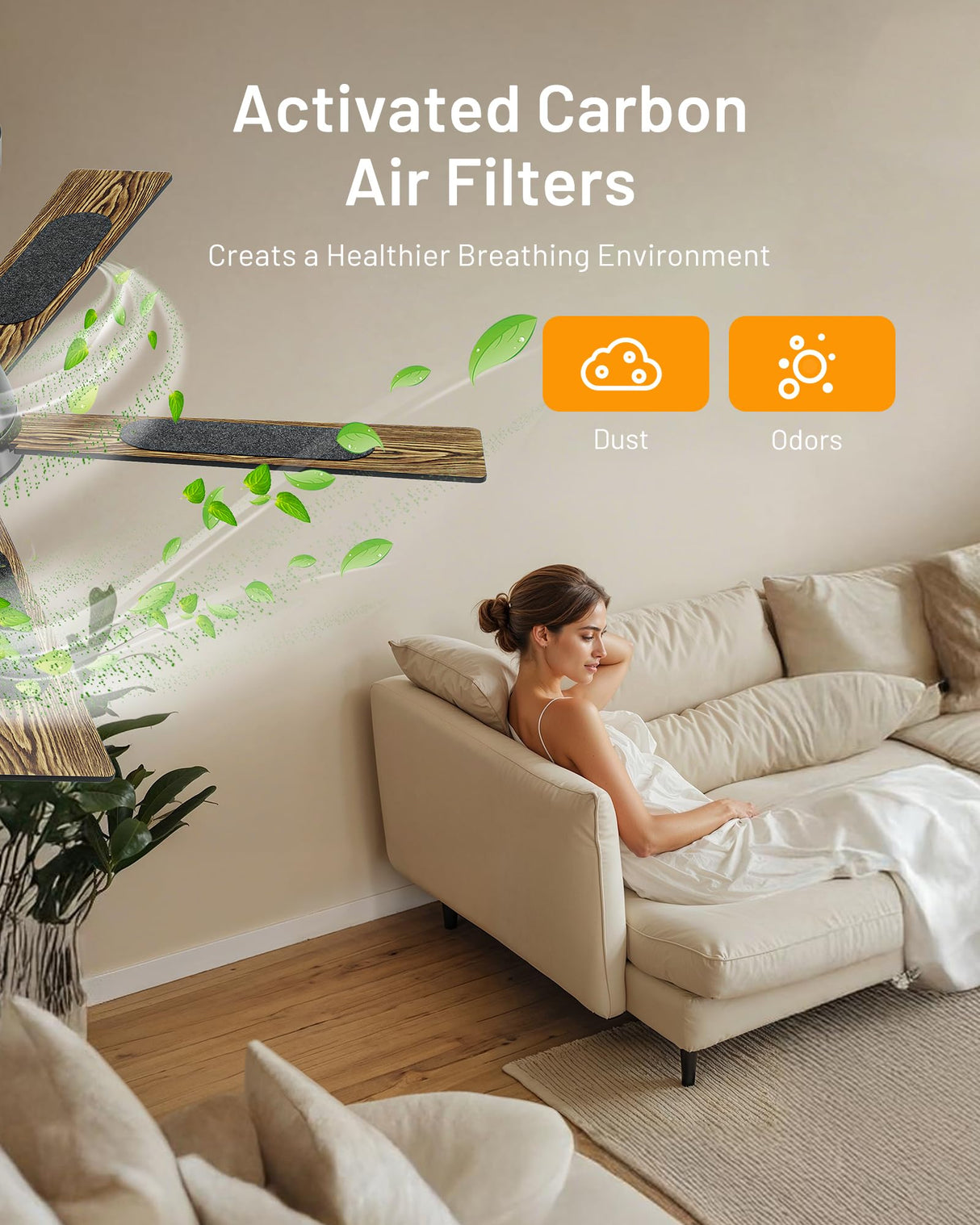 CubiCubi Ceiling Fan, 42" Black Ceiling Fans with Lights and Remote/APP Control, Quiet, 3000-6500K Dimmable, Modern Ceiling Fan with Light for Indoor Bedroom, Living Room, Kitchen CubiCubi