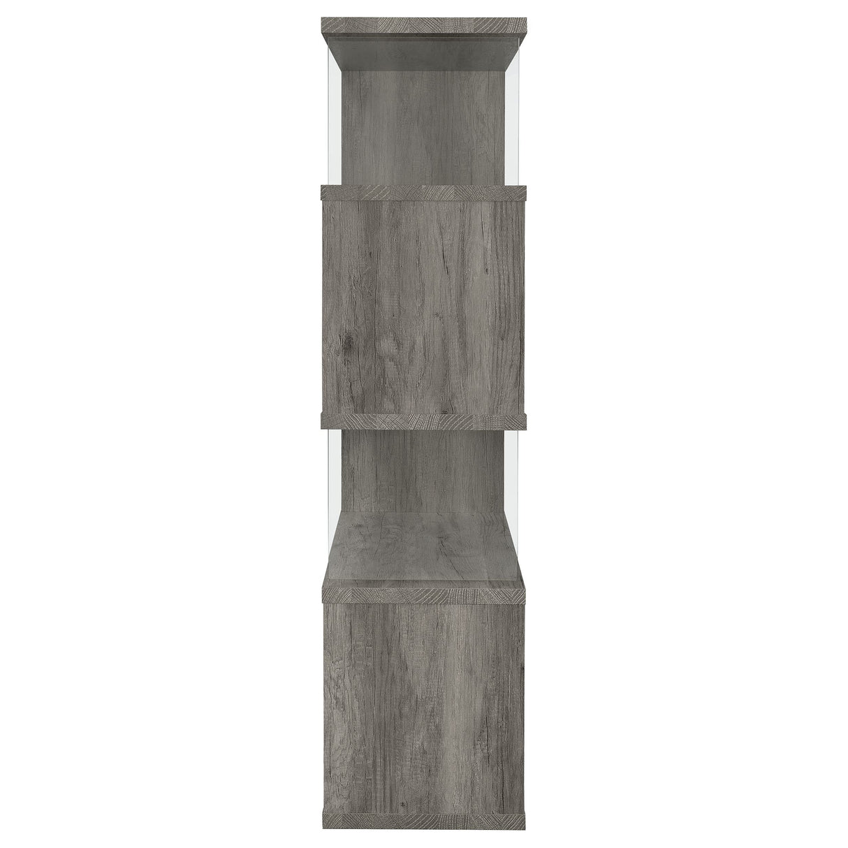 Coaster Home Furnishings Emelle 4-Shelf Bookcase with Glass Panels Grey Driftwood Coaster Home Furnishings