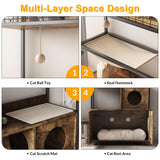 Litter Box Enclosures with Metal Frame, Indoor Tall Cat Litter Box Furniture Hidden with Storage Shelf, Retro Brown IDEALHOUSE