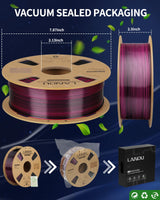 LANDU Silk Dual Color PLA Filament 1.75mm 1KG, 3D Printer Filament Dimensional Accuracy +/- 0.02mm, Coextrusion Filament PLA Shiny Filament Fits for Most FDM 3D Printers,1KG Spool (2.2lbs) Red Black LANDU