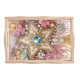 DIY Diamond Art Tray with Handle Diamond Art Painting Plate Creative Design Handmade Wooden Tray Mosaic Making Kits by Number Kits Diamond Art for Coffee Living Room Home Organizer (Five-Pointed Star) AiYuanzsh