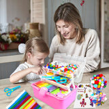 3000 Arts and Crafts Supplies for Kids Craft Kit Craft Box with Pipe Cleaners Arts and Crafts for Kids Age 4-6, 6-8, 8-12 DIY School Supplies Materials Set Toys Gifts for Girls Boys Toddlers, Red BNUZEIYI