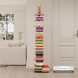 Suchtale Spine Bookshelf, Vertical Spine Book Tower, 11-Tier Metal Bookcase, Book Organizers Display Storage Rack for Study & Living Room, DIY Book Shelf for Decor, Red Suchtale