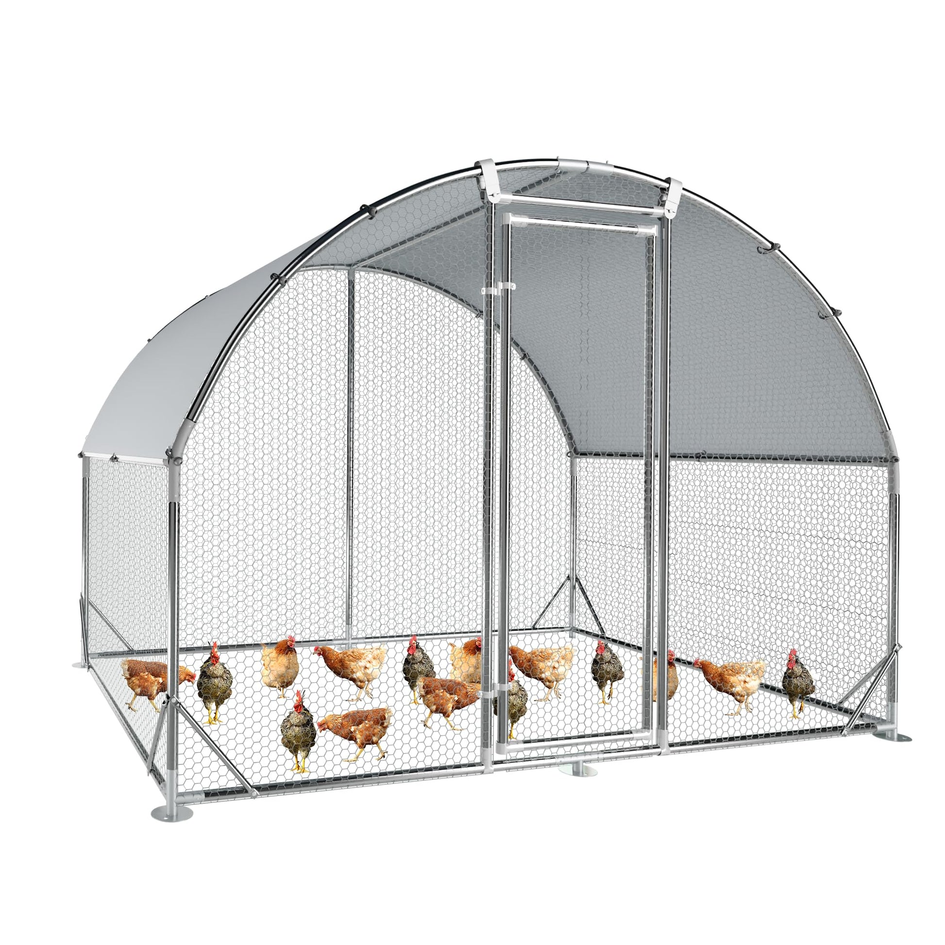 Large Metal Chicken Coop Upgrade Tri-Supporting Wire Mesh Chicken Run,Chicken Pen with Water-Resident and Anti-UV Cover,Duck Rabbit House Outdoor(9'W x 6.5'L x 6.5'H) - WoodArtSupply