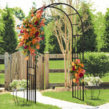 LDAILY Moccha Garden Arch Arbor Trellis, 7.2Ft Outdoor Steel Arbor with Stakes, Metal Archway for Climbing Plants, Wide Sturdy Durable Garden Arch for Lawn, Party, Ceremony Wedding Decoration, Black LDAILY