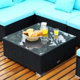 Tangkula 7 Piece Patio Furniture Set, Outdoor Sectional Sofa w/Pillows and Cushions, Wicker Sofa Conversation Set with Coffee Table, Patio Sofa and Tea Table Set for Garden, Lawn Tangkula