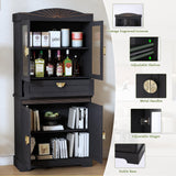 Janmer Home 67" Tall Kitchen Storage Cabinet, Farmhouse Pantry Cabinet with Doors, Drawer and Adjustable Shelves, Freestanding Cupboard Wood Pantry for Kitchen, Dining Room Bathroom (Retro, Black) Janmer Home