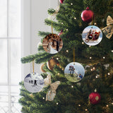 Sublimation Ceramic Ornaments Sublimation Ornament Blanks Bulk Ceramic Discs Ornament for Heat Press Printing White Round Porcelain Ornament Personalized Xmas Tree Ornament (White-12PC) AMONE