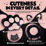 Pink Gaming Chair Cute with Cat Ears Paw Lumbar and Cushion,Ergonomic Computer Chair with Footrest,Reclining PC Game Chair for Girl Computer Chair 300lbs for Adult MEENICE