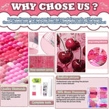 AIBOERL Square Drill Cherry Diamond Art Kits for Adults,Cherry 5D Diamond Painting Kits for Adults Beginners,DIY Square Diamond Dot Painting Gem Art Kits for Adult, Home Wall Decor 12x16Inch AIBOERL