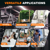 Aheucndg 1700 lb Capacity Hammock Hanging kit, 2 Pack M10 Premium Heavy Duty Pad Eye Hooks + 2 Pack Snap Hooks and 8 Pack Heavy Duty Screws for Outdoor Indoor Activity. Aheucndg