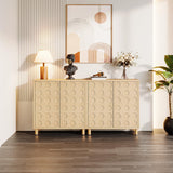 Tribesigns Buffet Sideboard Set of 2, 57-Inch Large Buffet Cabinet with Storage and 4 Doors, Modern Credenzas Coffee Console Accent Cabinet for Entryway, Kitchen, Living Room, Natural Tribesigns