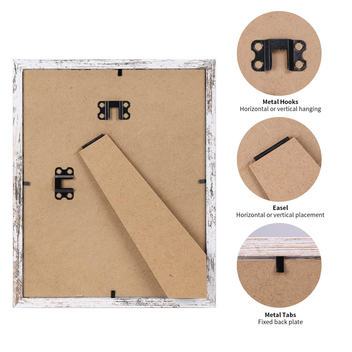 PETAFLOP Wooden 8x10 Picture Frame Set of 18, White Distressed Photo Frames Fits 8 by 10 for Wall or Tabletop Display PETAFLOP