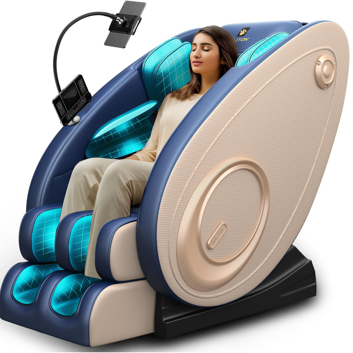 BILITOK Full Body Massage Chair Recliner with Zero Gravity, Heating, Bluetooth Speaker, Air Compression, Blue BILITOK
