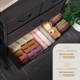 Mifuro Tall Dresser for Bedroom, Vertical Storage Organizer Tower with 7 Drawers, Chest of Drawers with Fabric Bins, Steel Frame, Wood Top for Bedroom, Closet, Entryway- Black Mifuro