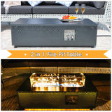 RADIATA 42” Rectangle Propane/Natural Gas Firepit for Outside Patio, Heavy Duty Modern Lowprofile Fire Pit Table with Tank Table & LED Lights, 50000BTU Backyard Fireplace for Porch Deck, Dark Gray RADIATA