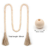 LSKYTOP 58 Inches Wood Bead Garland,Wooden Beads with Tassel,Farmhouse Beads Rustic Prayer Beads Boho Beads for Farmhouse Tiered Tray Coffee Table Mantel Decor (2 Pack) LSKYTOP