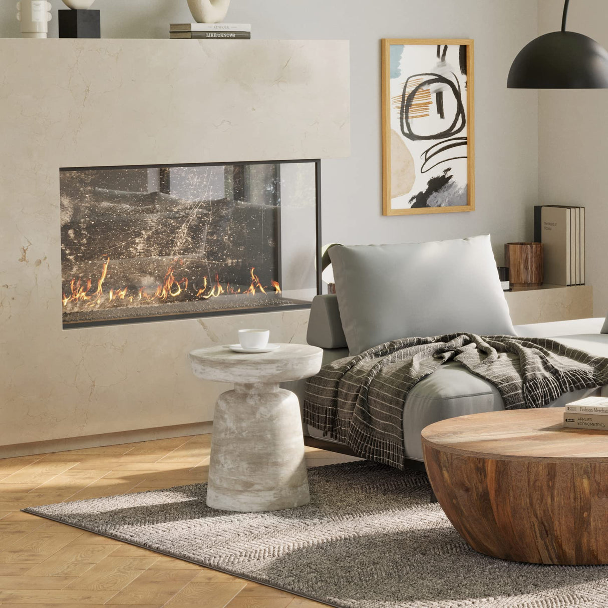 SIMPLIHOME Robbie SOLID MANGO WOOD 16 Inch Wide Round Contemporary Rustic Accent Table in Distressed White Wash, Fully Assembled, For the Living Room and Bedroom SIMPLIHOME