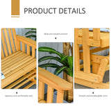 Outsunny 2-Person Patio Swing Glider Bench with Quick Drying Design and Wide Armrest, Wood Rocking Chair Loveseat for Backyard Garden Porch, Natural Outsunny
