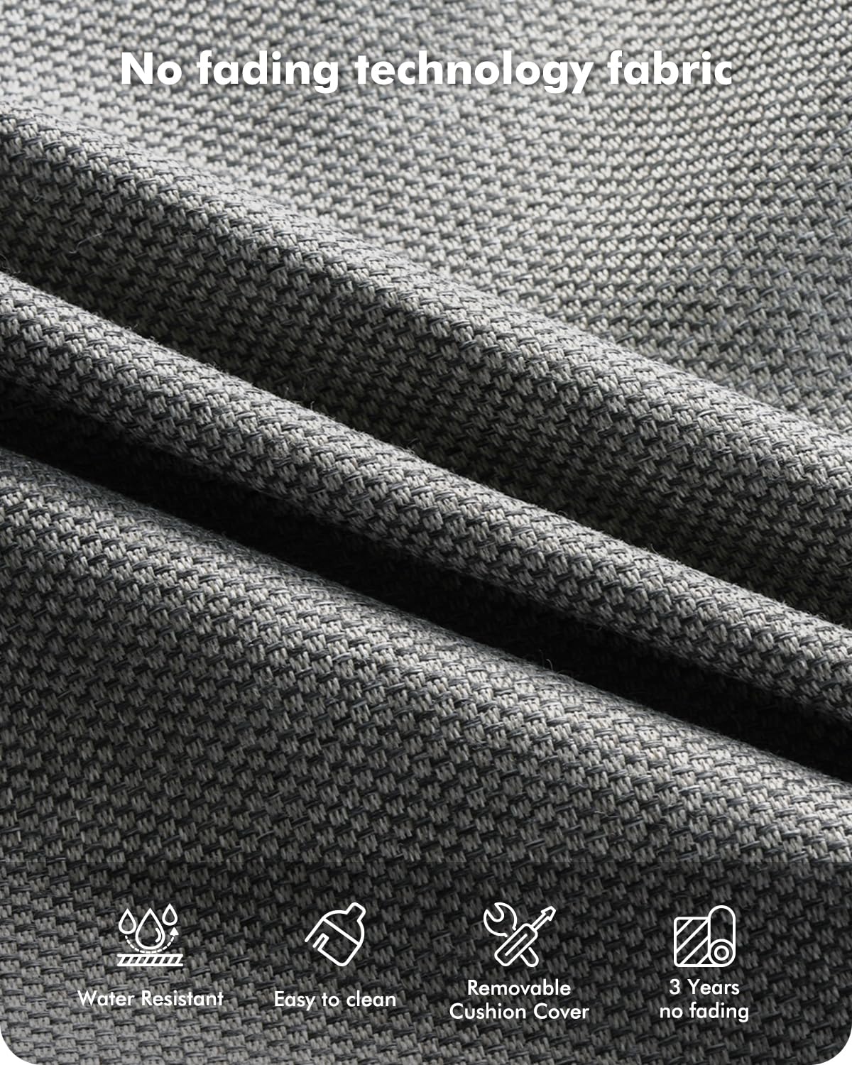 CAODOC 3-Piece Swivel Rocking Rattan Chair Outdoor, Patio Bistro Furniture Conversation Set, Wicker Chair with Coffee Table Dark Gray CAODOC