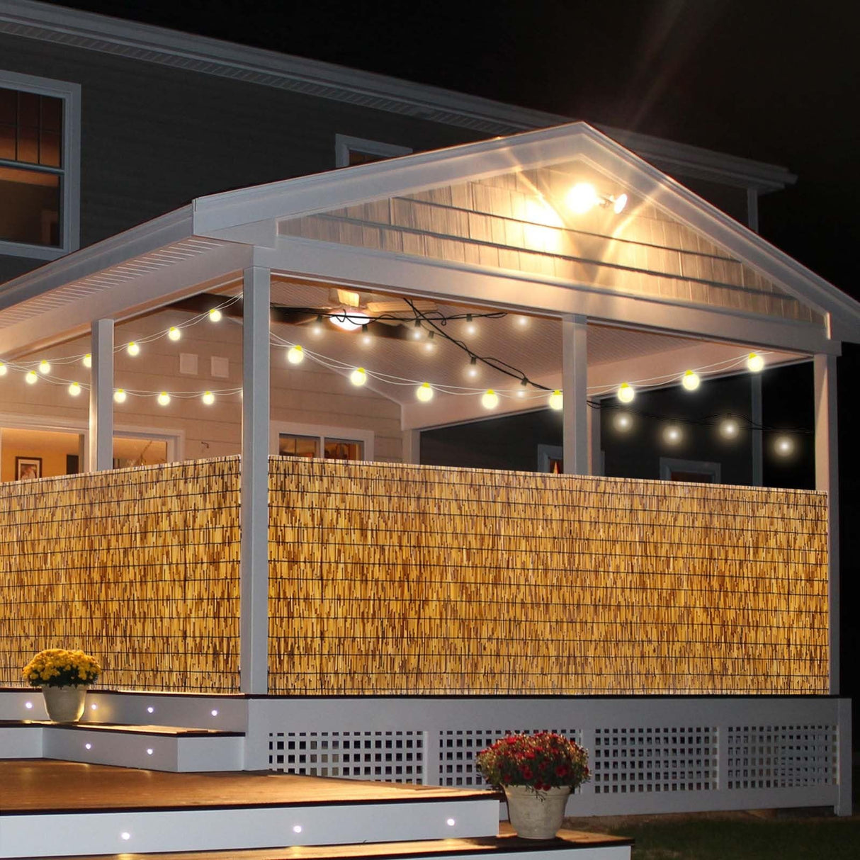 Bamboo Balcony Patio Screen Bamboo Outdoor Privacy Screen Natural Reedhead Rolls 1 2 3 4 5 6ft High Bamboo Wall Covering for Garden Balcony Ceiling Backyard Divider Decorative Easy to Install Uveteniy