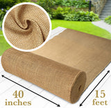 Burloptuous 40" x15 Feet Gardening Burlap Roll - Multipurpose Natural Burlap Fabric, High Density Jute Fiber Material for Decorations, Center Pieces for Home, Rustic Party Décor Burloptuous