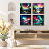 OFRKE 4 Pack Aurora Diamond Painting Kits for Adults Beginner,5D Diamond Art Painting,DIY Full Drill Crystal Rhinestone Arts and Crafts,Gem Art Aurora Painting with Diamond Home Wall Decor 12x12in OFRKE