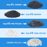 Rock Tumbler Grit and Polish Refill Kit - 4 Bags Sample Pack, 4-Step Tumbling Refill Media Kit, Works with Any Rock Polisher, Rock Tumbler Supplies KomeStone