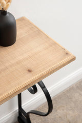 Kate and Laurel Wyldwood Farmhouse Console Table with Ornate Spiral Metal Base and Solid Wood Tabletop, 13x36x30, Black Kate and Laurel