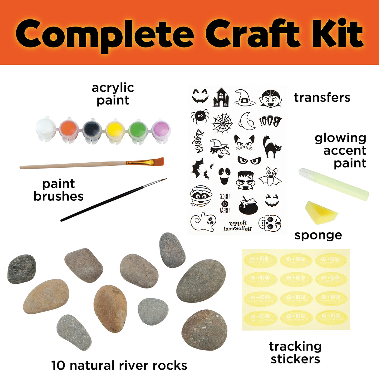 Creativity for Kids Hide and Seek Halloween Rock Painting Kit - Halloween Crafts for Kids Ages 6-8 for Kids, Kids Crafts Creativity for Kids