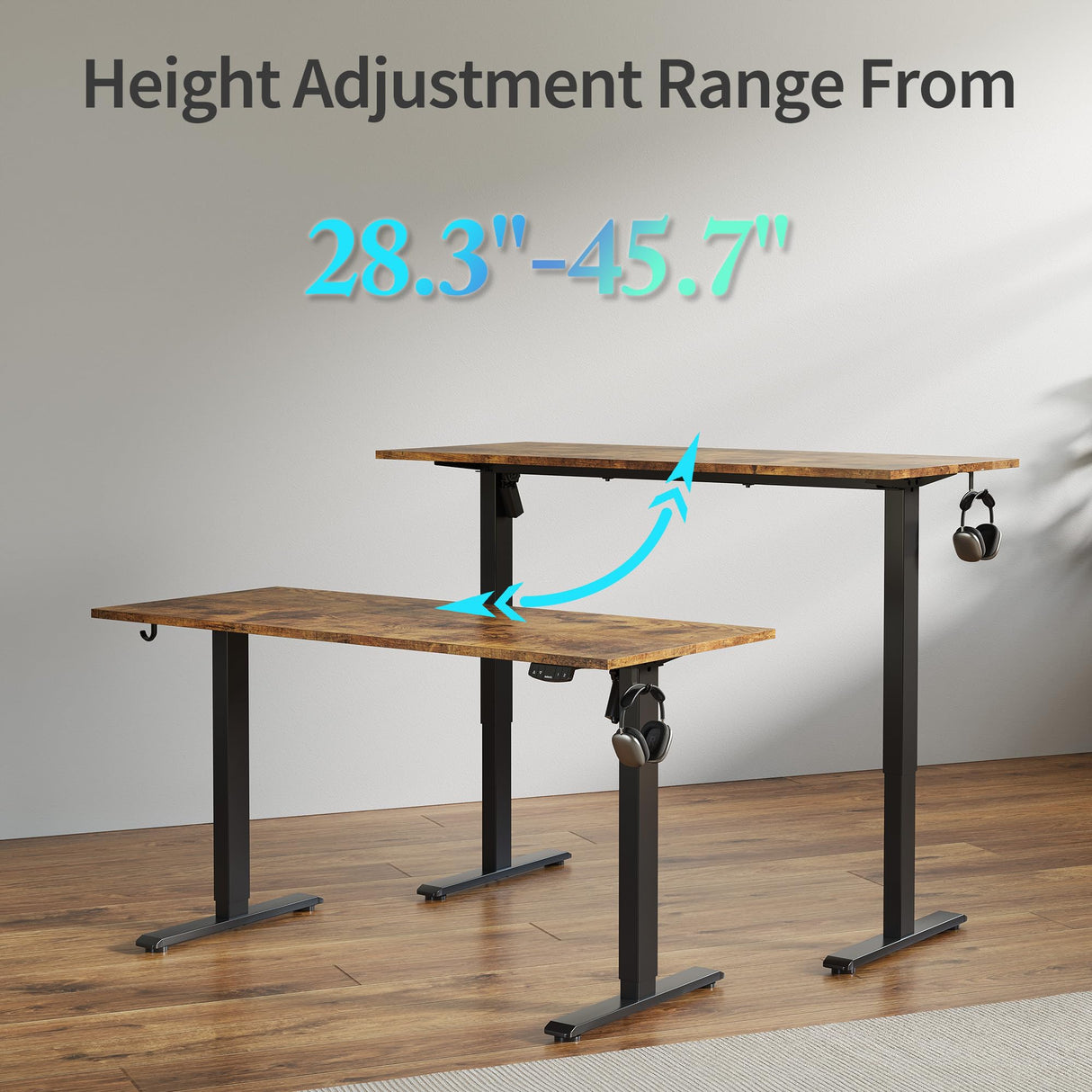 Agilestic Electric Standing Desk, Large 63 x 24 Inches Height Adjustable Desk, Sit Stand up Desk for Work Office Home, Ergonomic Rising Computer Table with Memory Preset, Rustic Brown Agilestic