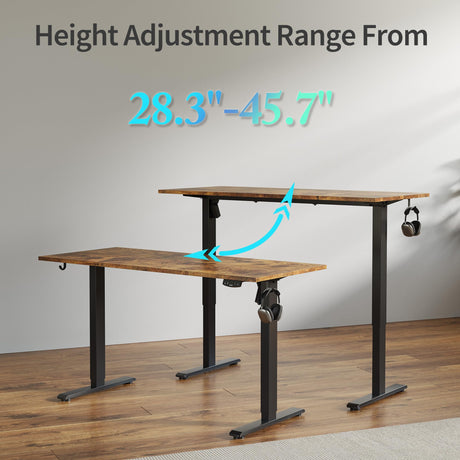 Agilestic Electric Standing Desk, 55 x 24 Inches Height Adjustable Desk, Sit Stand up Desk for Work Office Home, Ergonomic Rising Computer Table with Memory Preset, Rustic Brown Agilestic