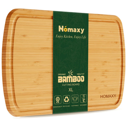 Homaxy Extra Large Bamboo Cutting Boards for Kitchen, 18x12.5" Wood XL Cutting Board with Juice Groove, Butcher Block Wooden Chopping Board for Kitchen, Meat, Cheese, Fruit & Vegetables - Pre Oiled