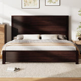 amerlife King Size 51.2" Wood Bed Frame, Rustic Platform Bed with Spliced Headboard, Wood Slats Support/Noiseless/Dark Brown/No Box Spring Needed amerlife
