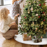TranquilBliss Christmas Tree Skirt, Fur Burlap Christmas Tree Decorations, Farmhouse Christmas Decor Xmas Holiday Home Party Decorations Indoor Outdoor, 36in White TranquilBliss
