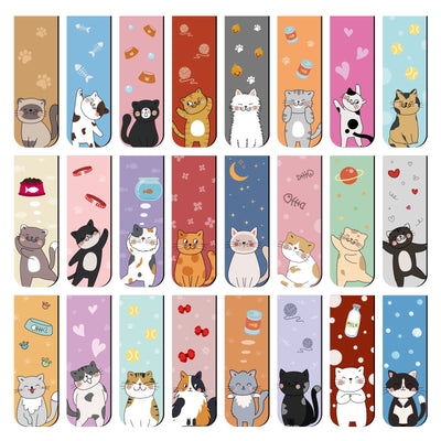 48Pcs Magnetic Bookmarks Cats Bookmark Magnet Bookmark Clips Cute Book Marks Christmas Stocking Stuffers for Reading Women, Kids,Teachers, Book Reading Accessories Gifts, 24 Designs (Cat)