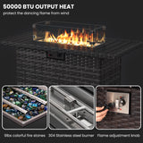 UDPATIO Patio Furniture Sets with Fire Pit Table, Modular Rattan Outdoor Conversation Patio Sectional Furniture Sofa Set for Backyard, Deck w/Coffee Table, 8PC Brown/Red (Include Sofa Cover) UDPATIO