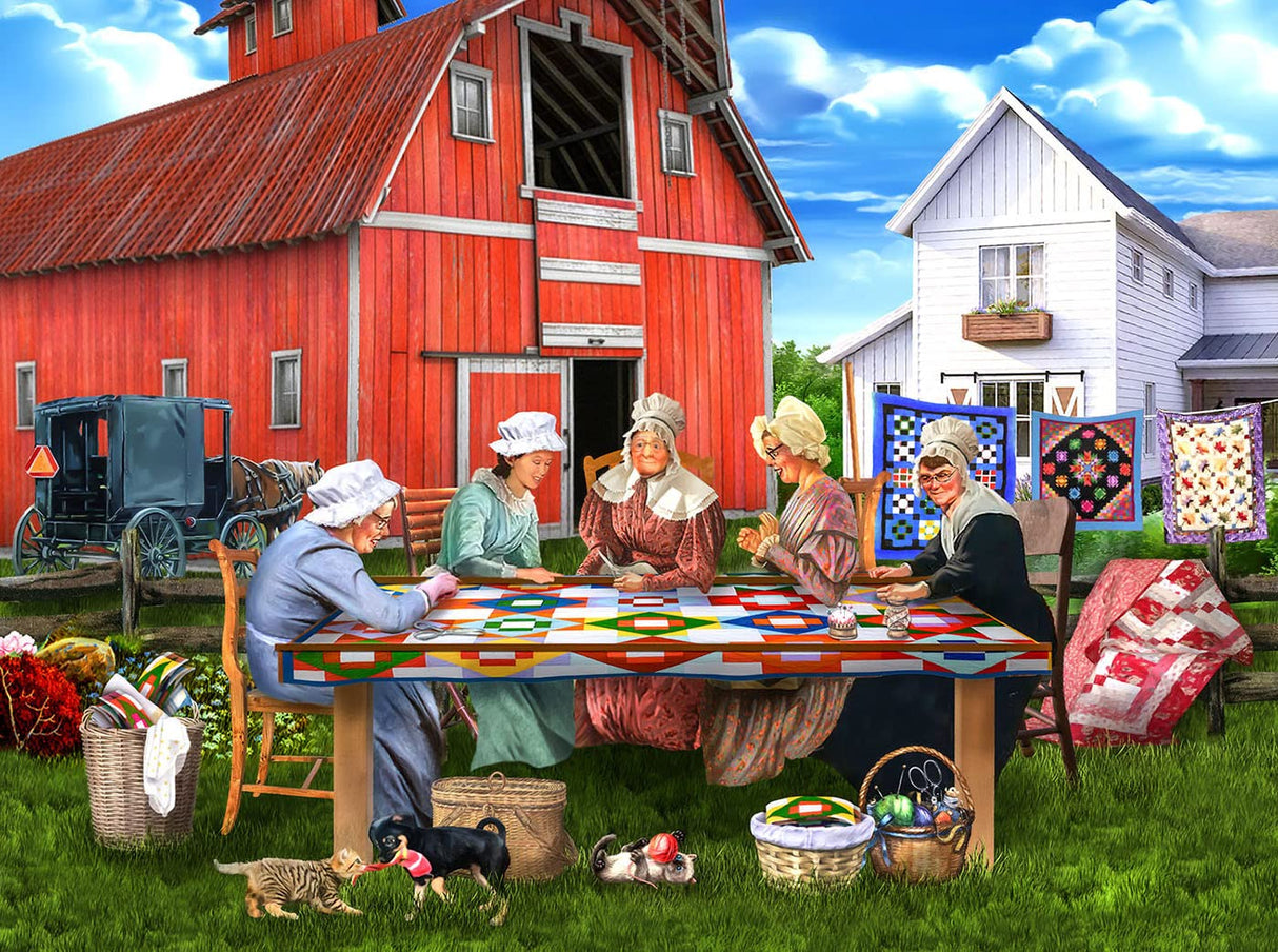 SUNSOUT INC - Country Quilting Bee - 1000 pc Jigsaw Puzzle by Artist: Tom Wood - Finished Size 20" x 27" - MPN# 23033 SunsOut