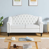 SUJOUCRAFT Chesterfield Camelback Chair & Loveseat, Living Room Soft Fabric Sofa Couch Set, Mid-Century Elegant Sectional Couches with Deep Seat Tufted Backrest (Velvet-Camelback-1+2, White) SUJOUCRAFT