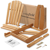 Casafield Oversized Folding Adirondack Chair, Set of 4 Cedar Wood Outdoor Fire Pit Lounge Chairs for Patio, Deck, Yard, Lawn and Garden Seating, Partially Pre-Assembled - Natural Casafield