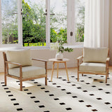 GOFLAME Mid-Century Modern Accent Chair, Upholstered Armchair with Solid Wood Frame, Linen Fabric Comfy Reading Chair, Farmhouse Leisure Chair for Living Room, Bedroom, Sunroom, Hosting Room GOFLAME