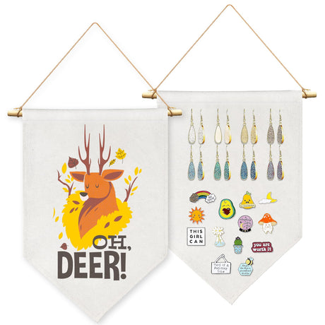 Beclumas 2 Pack Sublimation Blanks Pin Display Banner Enamel Pin Wall Display Banner Pin Display Pennant Wall Hanging Brooch Jewelry Storage Case Blank Hanging Flag Banner for Room Decor Beclumas