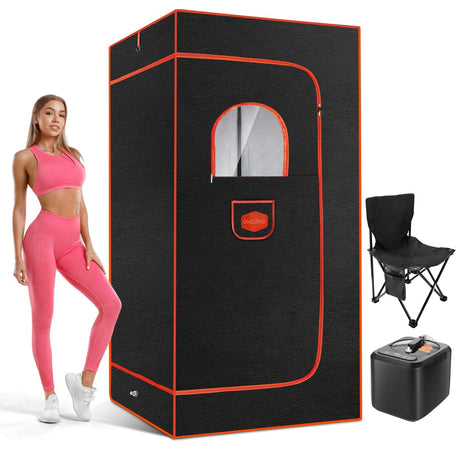 OneAmg Sauna, Portable Sauna Box, Portable Sauna for Home, Steam Sauna with 3L 1000W Steamer, Remote Control, Folding Chair, Home Sauna Tent for Gym Yoga, Pilates, Hot Tub OneAmg