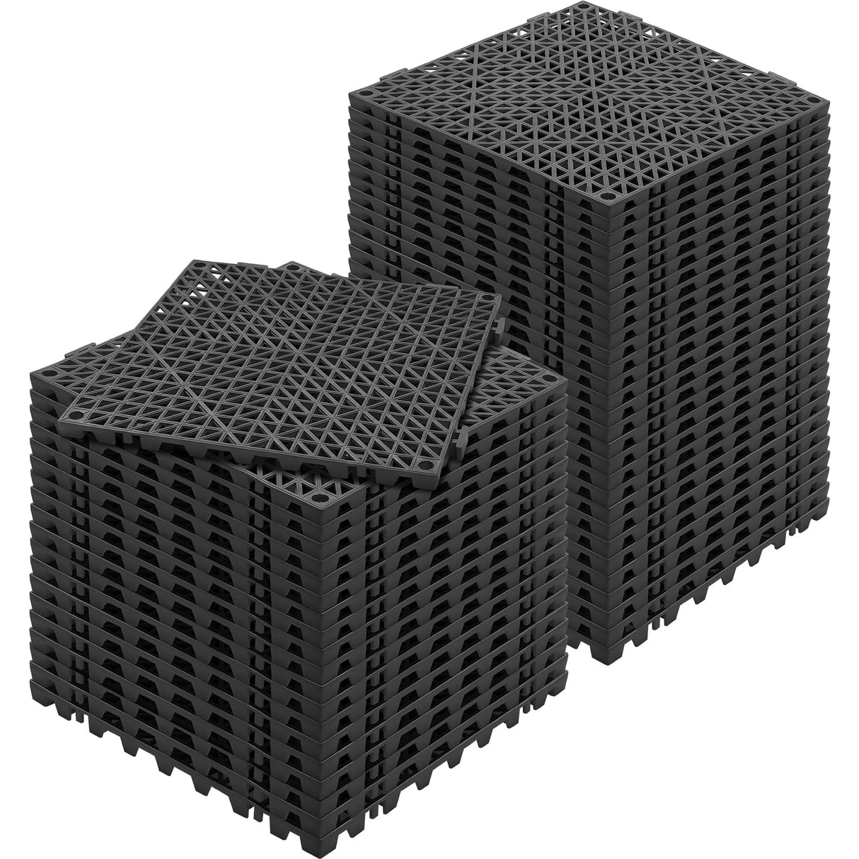 VEVOR Interlocking Tile 50PCS Black, Drainage Tiles 12" x 12" Splicing, Soft PVC Interlocking Drainage Floor Tiles, Non-Slip Drainage Holes for Restroom, Bathroom, Kitchen, Pool, Wet Areas VEVOR