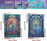 RYMILIE Diamond Painting Kits for Adults - 2 Pack Princess DIY 5D Diamond Art Kits Full Drill Diamond Dots Paintings with Diamonds Gem Art and Crafts Home Decor 12x16inch RYMILIE