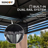 Sunjoy Roberts Outdoor Patio 13 x 15 ft. Black Steel Frame Hardtop Gazebo with 2-Tier Rust-Resistant Steel Roof by SummerCove SummerCove